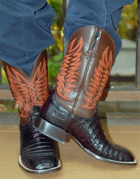 Lucchese Black Cherry Caiman Belly Cowboy Boots