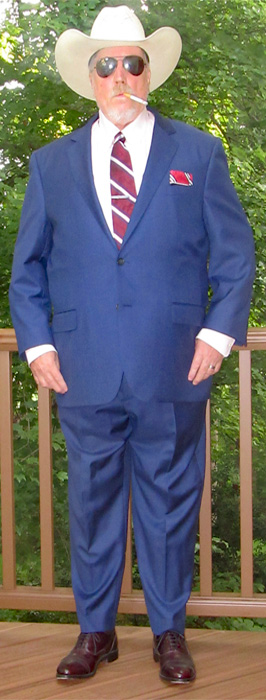 Allen Edmonds Bond Street Mahogany dress shoes, blue suit, and Marlboro