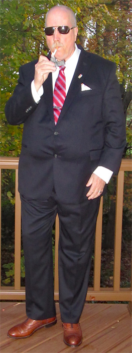 Allen Edmonds McAllister Chili Wingtip Dress Shoe with a suit