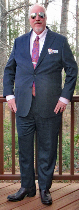 JB Dillon Ostrich Leg Dress Boots with a Suit