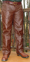 Brown Cowhide Leather Jeans